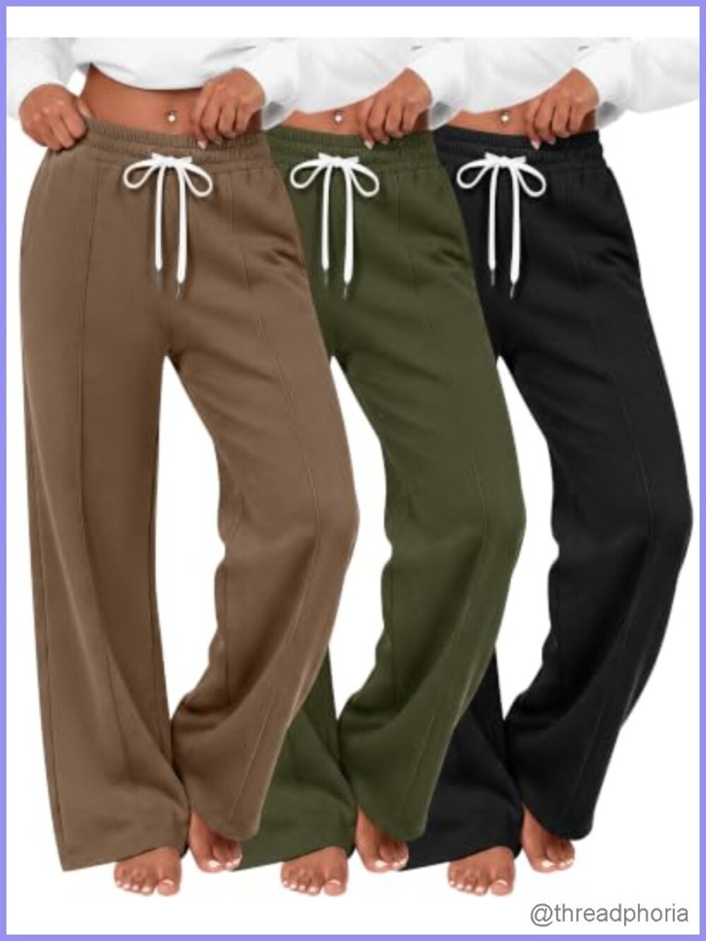 3 Pack Women's Drawstring Wide Leg Baggy Sweatpants with Pockets